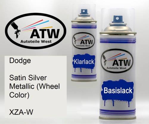 Dodge, Satin Silver Metallic (Wheel Color), XZA-W: 400ml Sprühdose + 400ml Klarlack - Set, von ATW Autoteile West.
